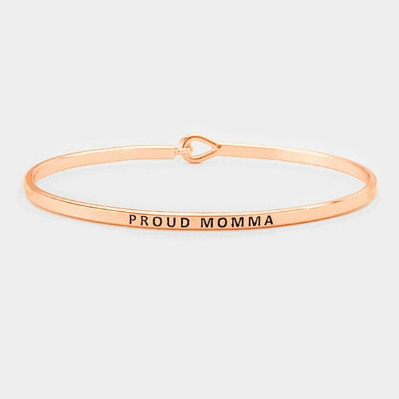 Proud Mamma Thin Brass Metal Hook Bracelet Gift - Picture 2 of 7